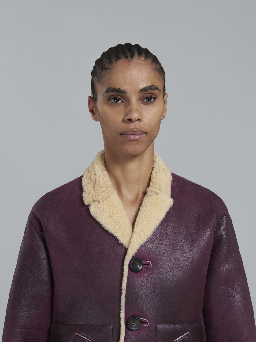 Reversible burgundy shearling jacket - Jackets - Image 4