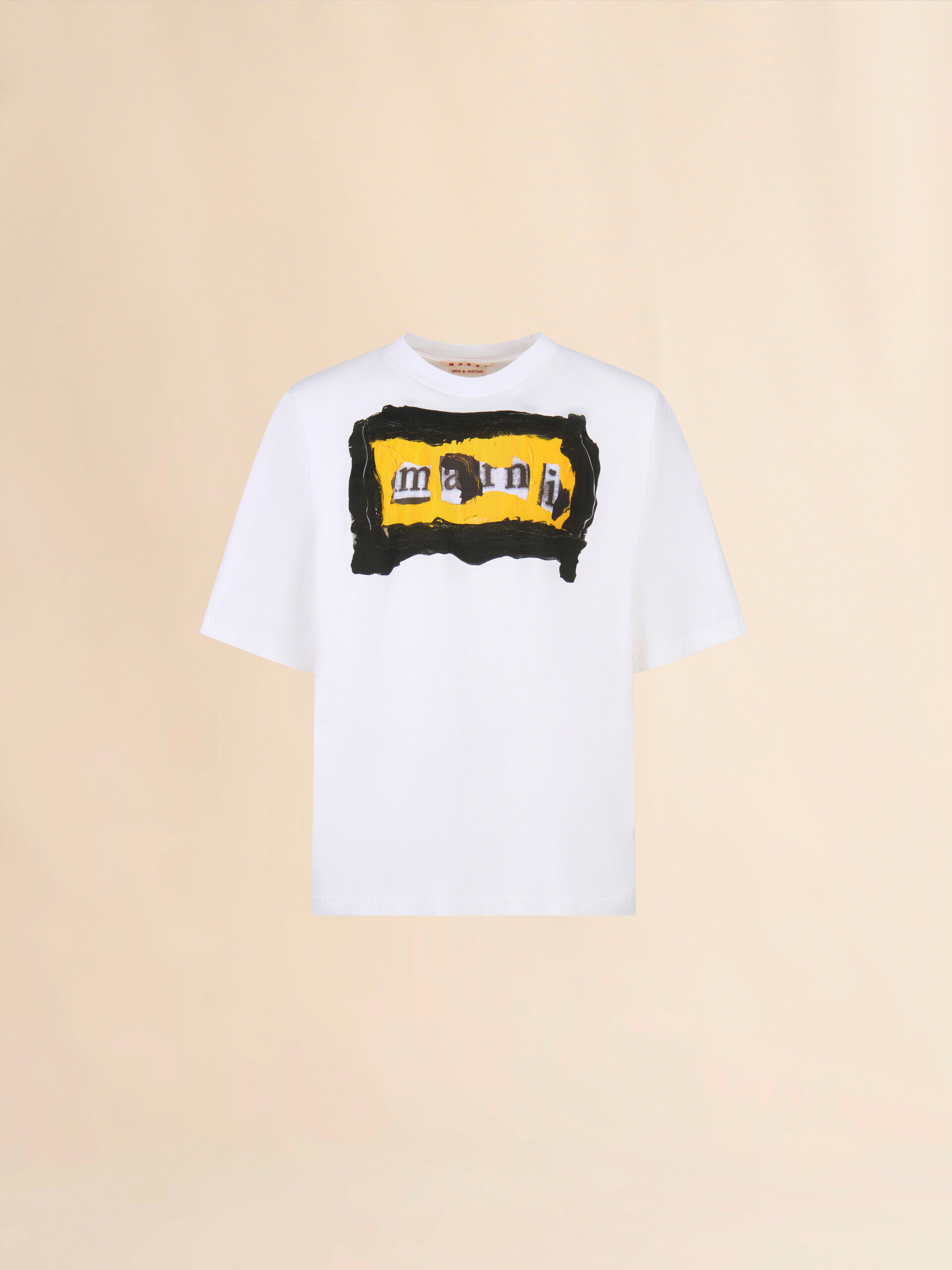 VIP/MARNI マルニコラージュプリント コットン Tシャツ 半袖 ホワイト コットン製T-シャツ、マキシマルニコラージュプリント