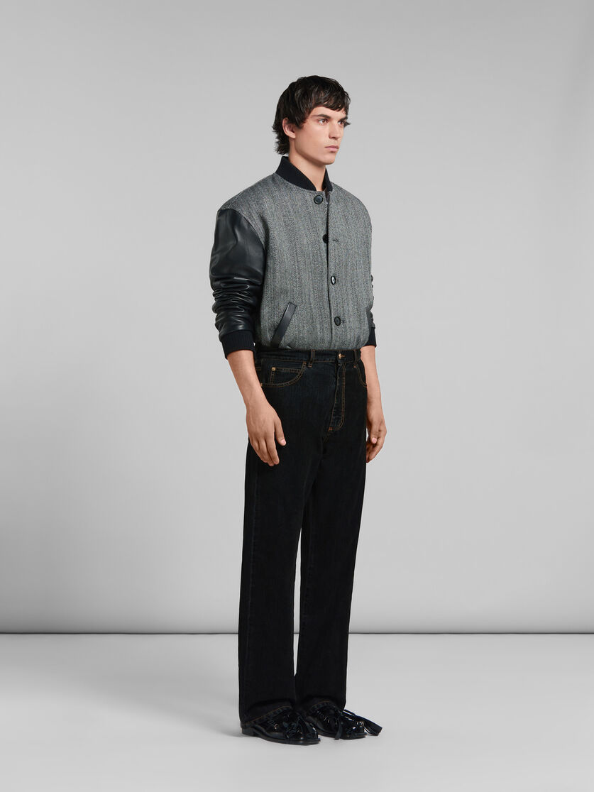 Black flocked denim wide-leg jeans | Marni 