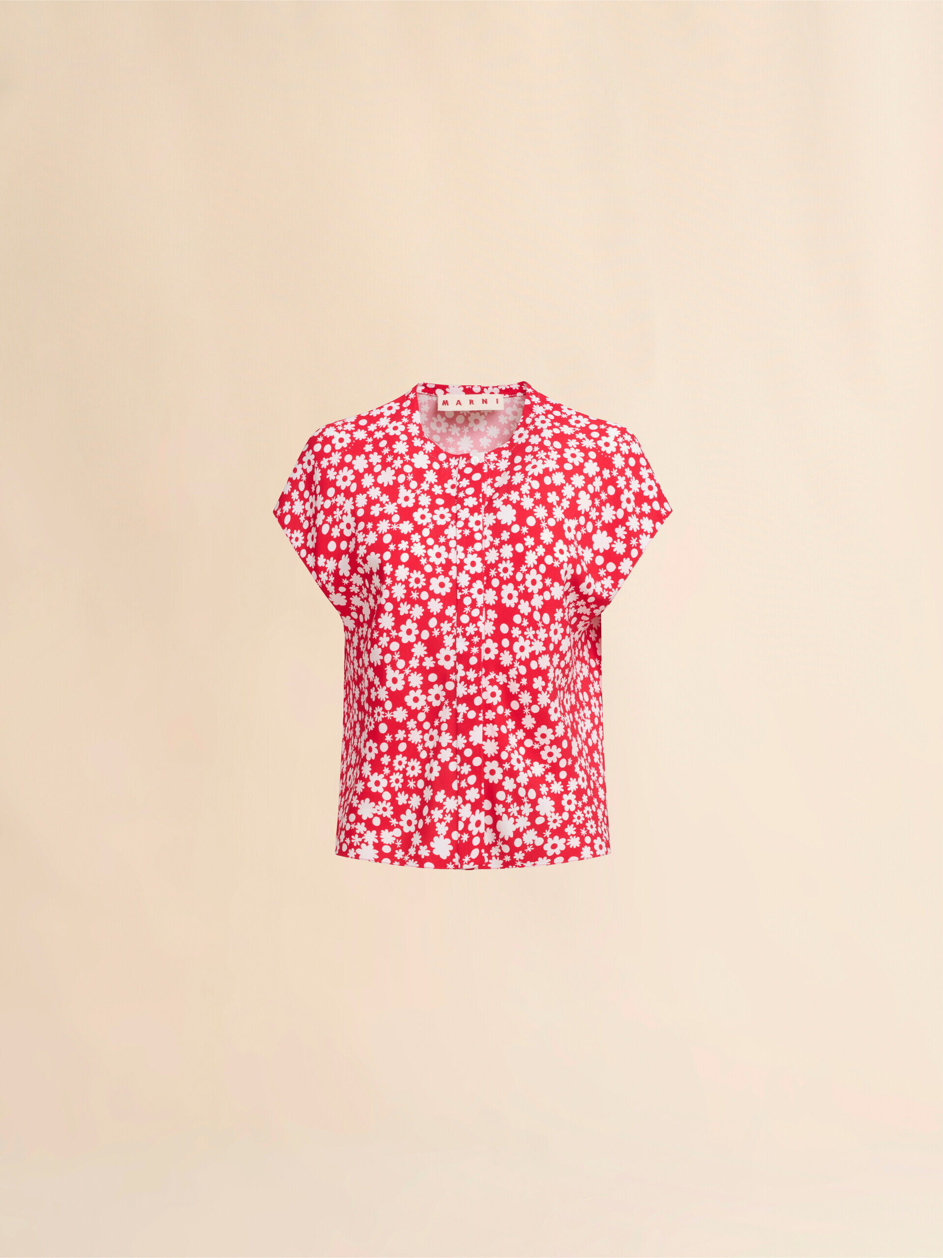 【MARNI】関税込☆Pop Fields プリントシャツ 半袖 レッド レッド ホワイト Pop Fields プリント シャツ | Marni