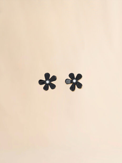 Orecchini Flower Pop in metallo smaltato nero - Orecchino
