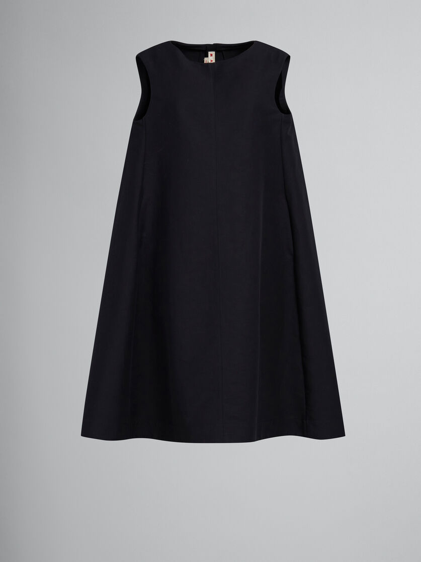Black cotton cady cocoon dress