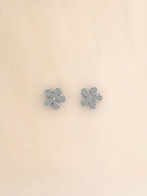 Indigo enameled metal Flower Pop earrings - Earrings
