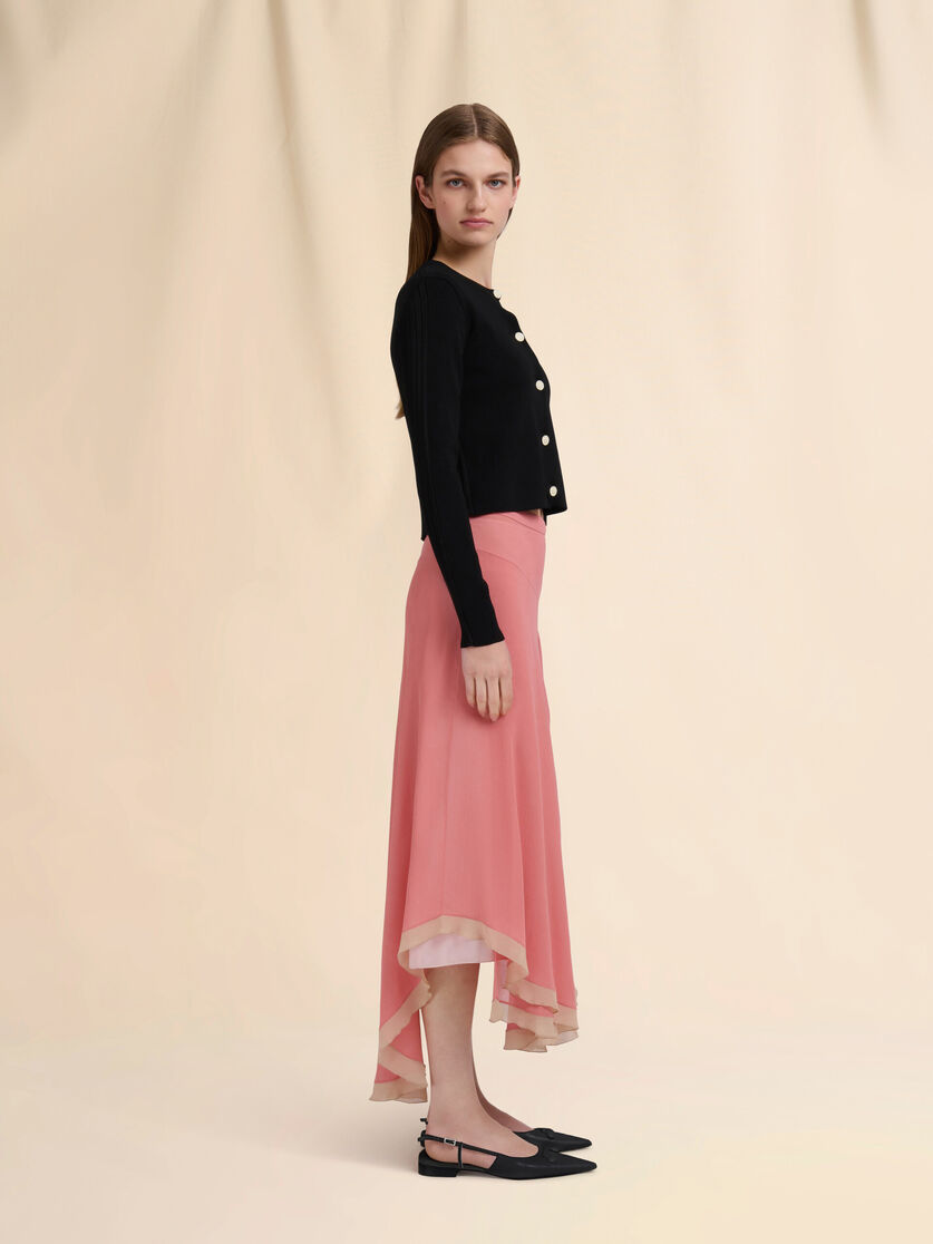 Black viscose half-and-half cardigan - Pullovers - Image 5