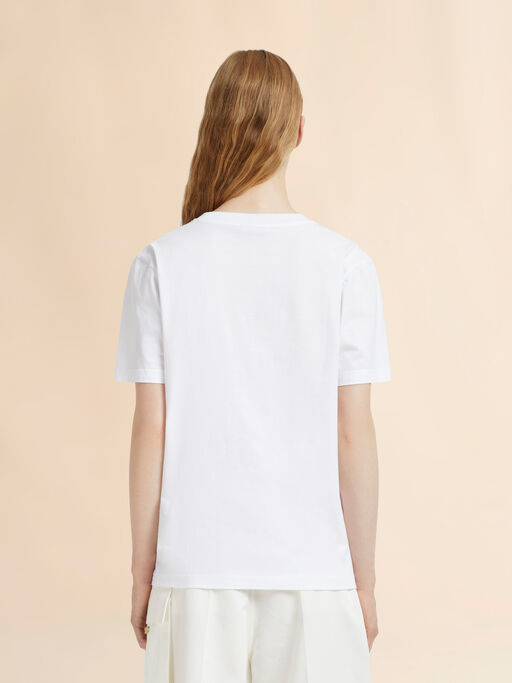 White cotton T-shirt with Marni Bar postcard print - T-shirts