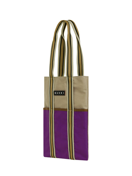 パープル MARNI MARKET Canvas Tote - ショッピングバッグ