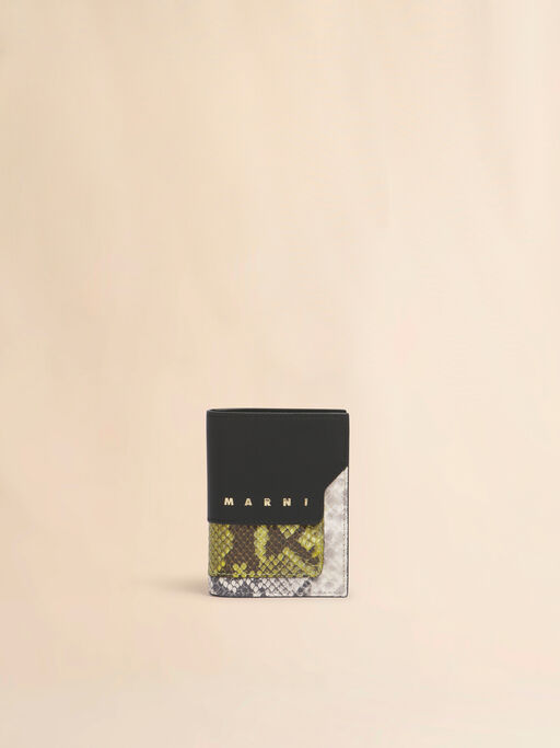 Black, green and grey leather bifold wallet - Wallets