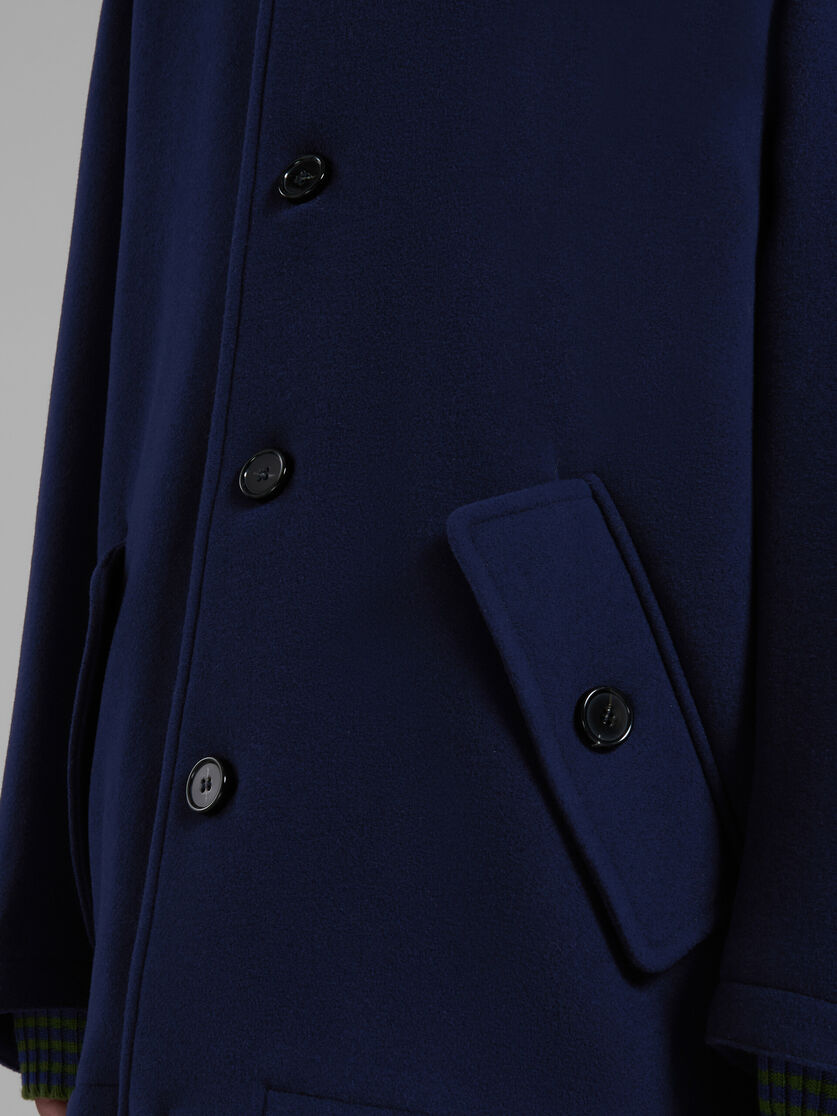 Caban in feltro di lana blu - Cappotti - Image 5