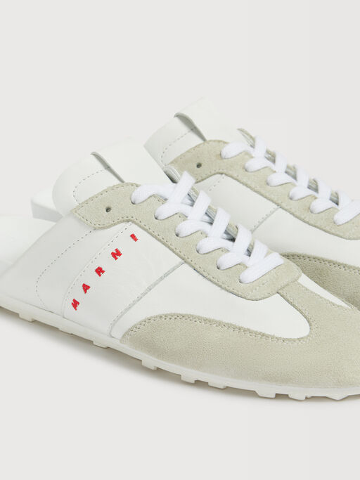 White nappa leather and suede Softy Soccer slip-on sneaker - Sneakers