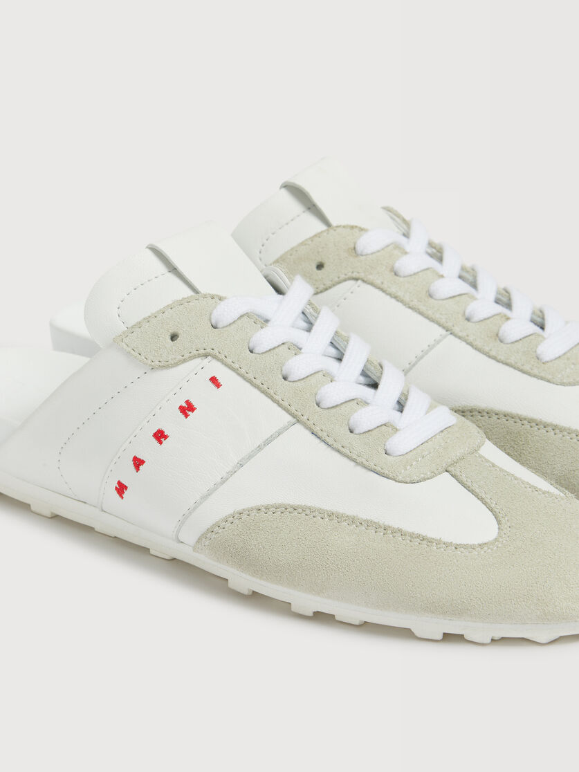 White nappa leather and suede Softy Soccer slip-on sneaker, Image 5