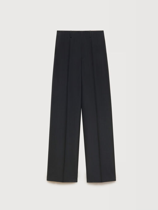 Black wool wide-leg trousers - Pants