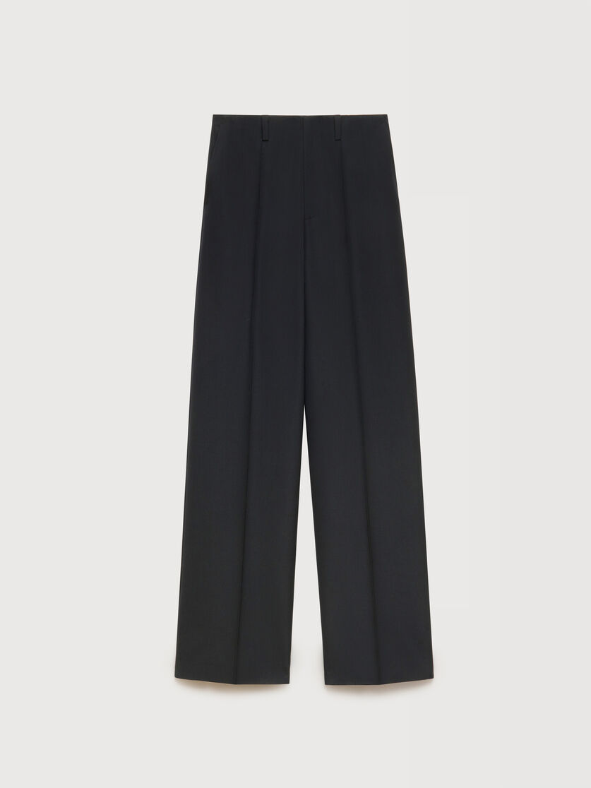 Black wool wide-leg trousers, Image 1