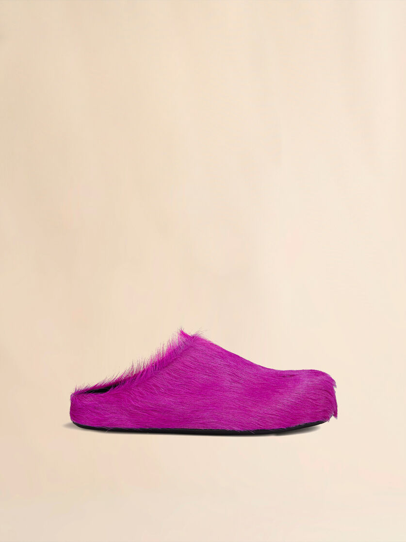 Blue long hair calfskin Fussbett sabot - Clogs - Image 1