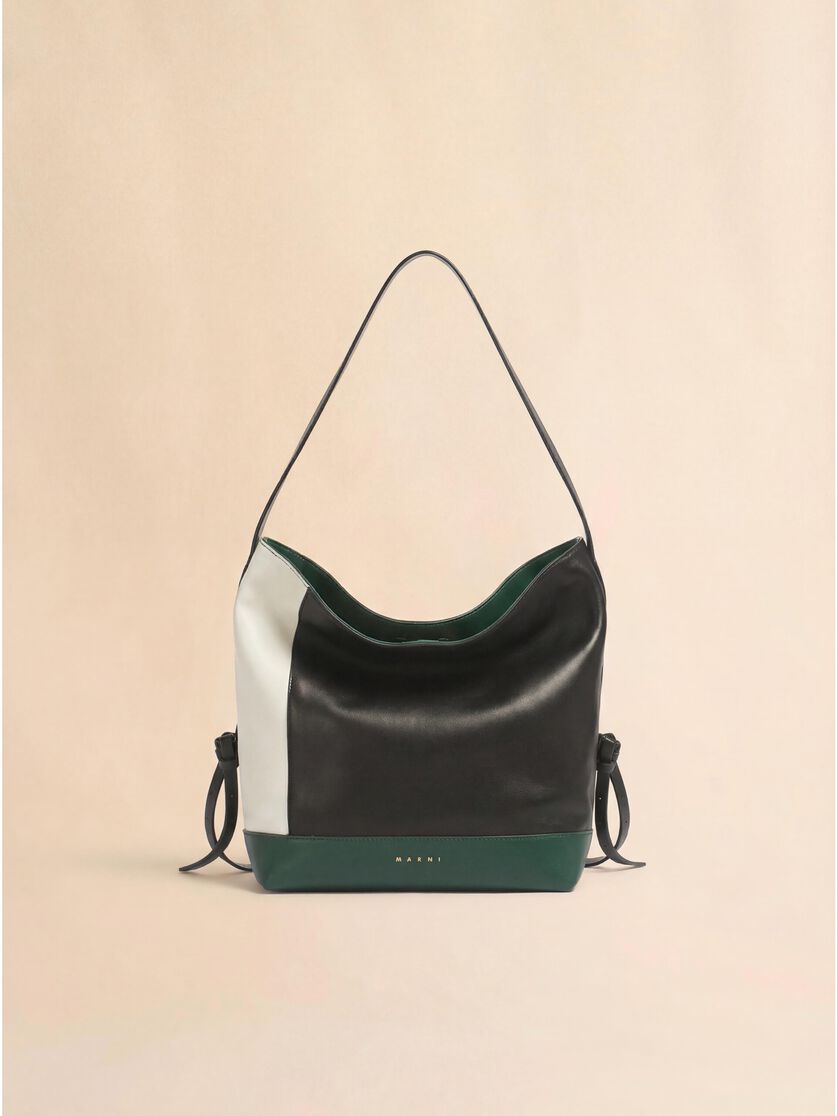 White black and green leather Pod 2.0 small hobo bag, Image 1