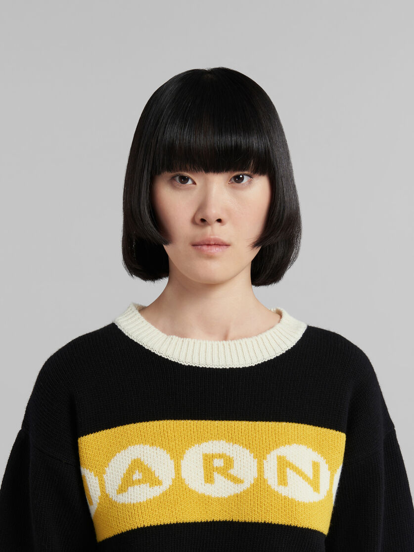 Black wool jumper with polka-dot logo - Pullovers - Image 4