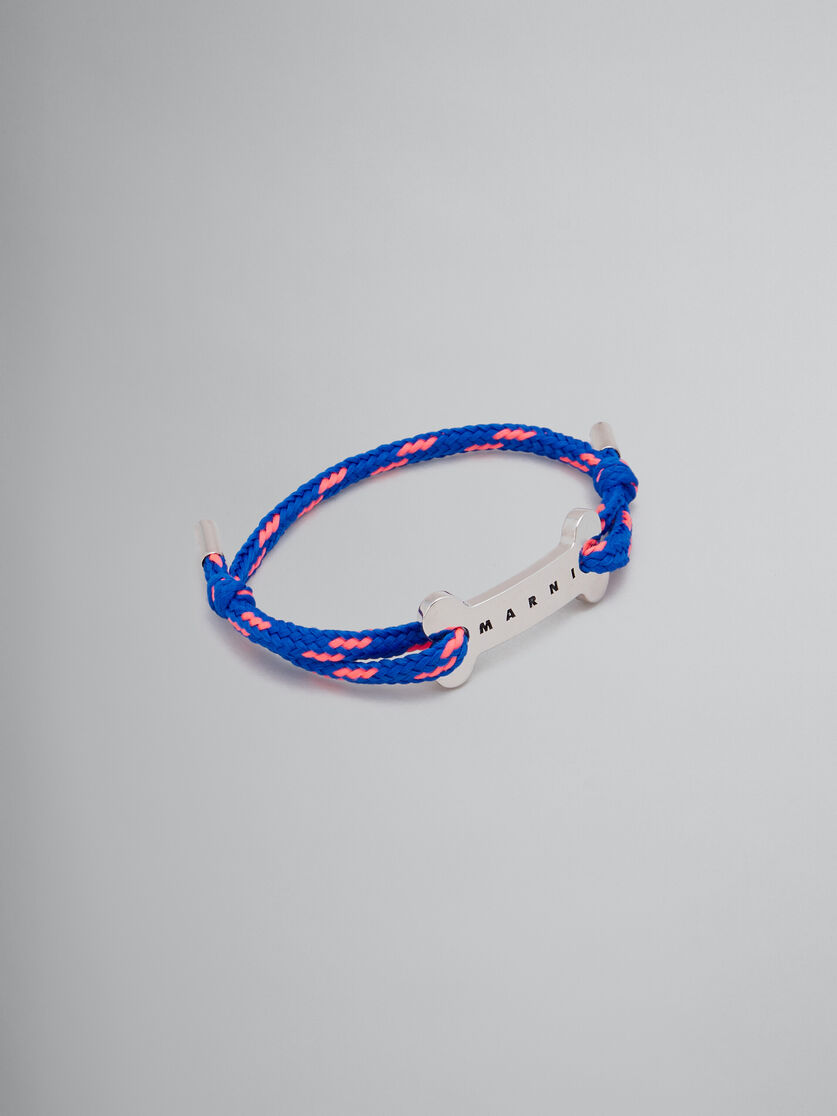 Pulsera de cordón azul con placa en forma de hueso - Pulseras - Image 1