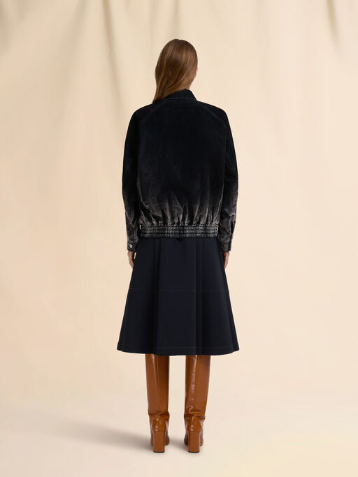 Black flocked denim bomber jacket - Jackets