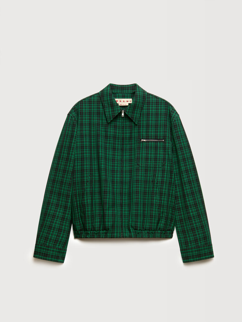 Giacca in mista lana e cotone verde a quadri, Image 1