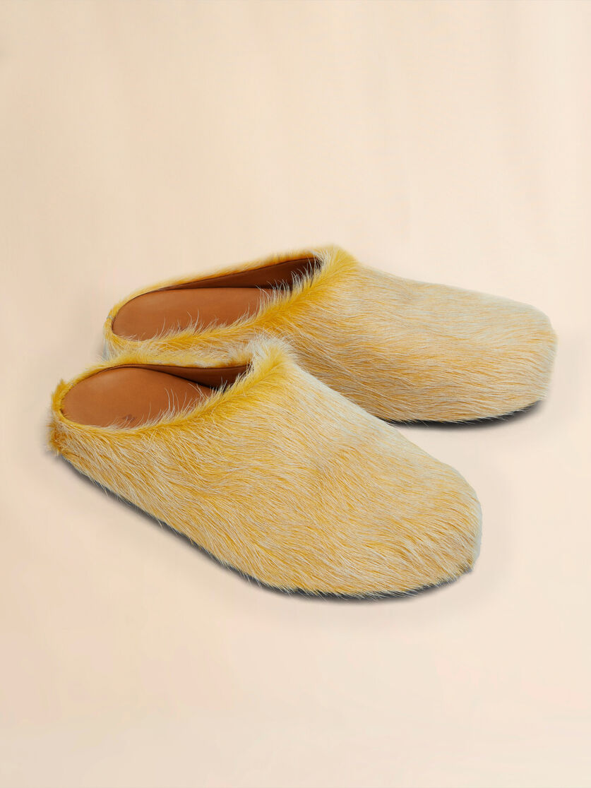 Blue-grey long hair calfskin Fussbett sabot - Clogs - Image 5