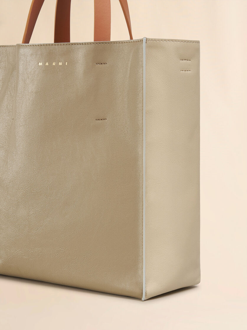 Brown pale blueblack tumbled leather MUSEO SOFT bag - Shopping Bags - Image 4