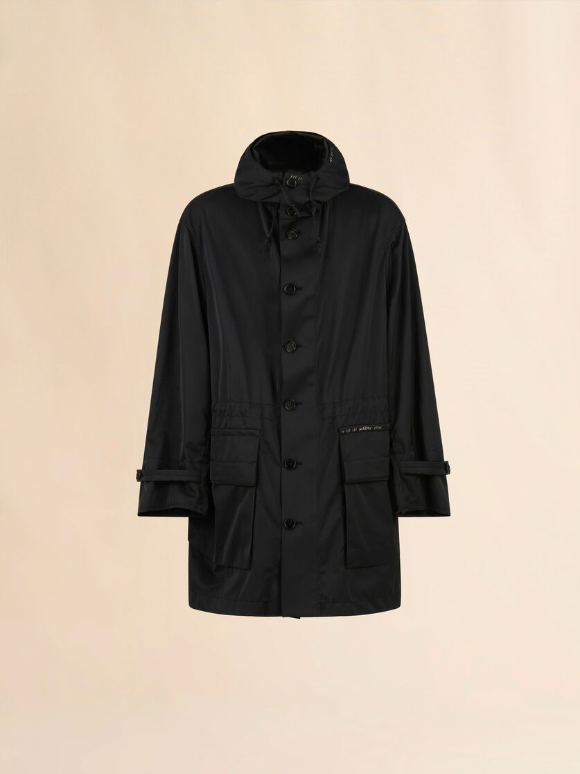 Schwarzer wasserabweisender Parka aus Taft - Mäntel - Image 1
