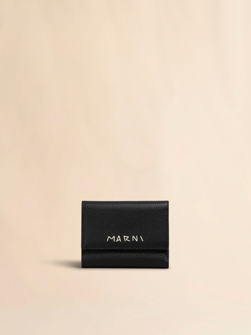 ブラック レザー製 三つ折りウォレット、マルニメンディング - 財布 - Image 1