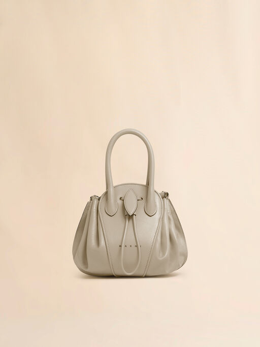 Taupe leather Tulipea small handbag - Shoulder Bags