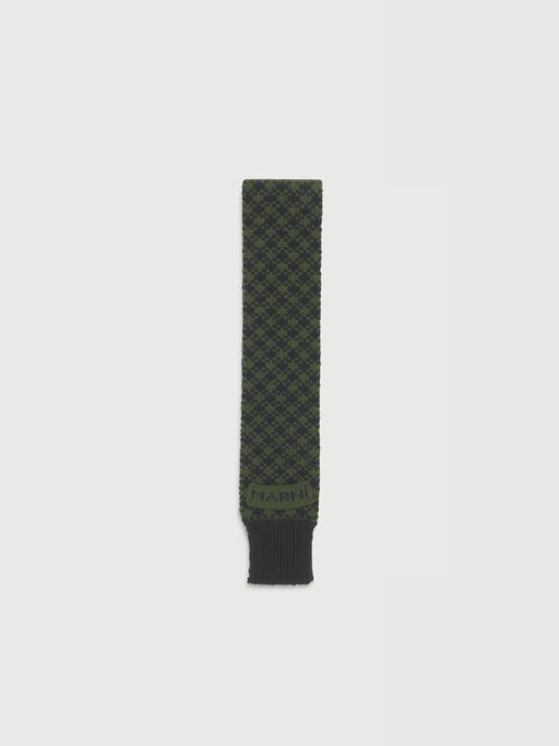 Green and purple wool scarf with geometric motif - Scarves