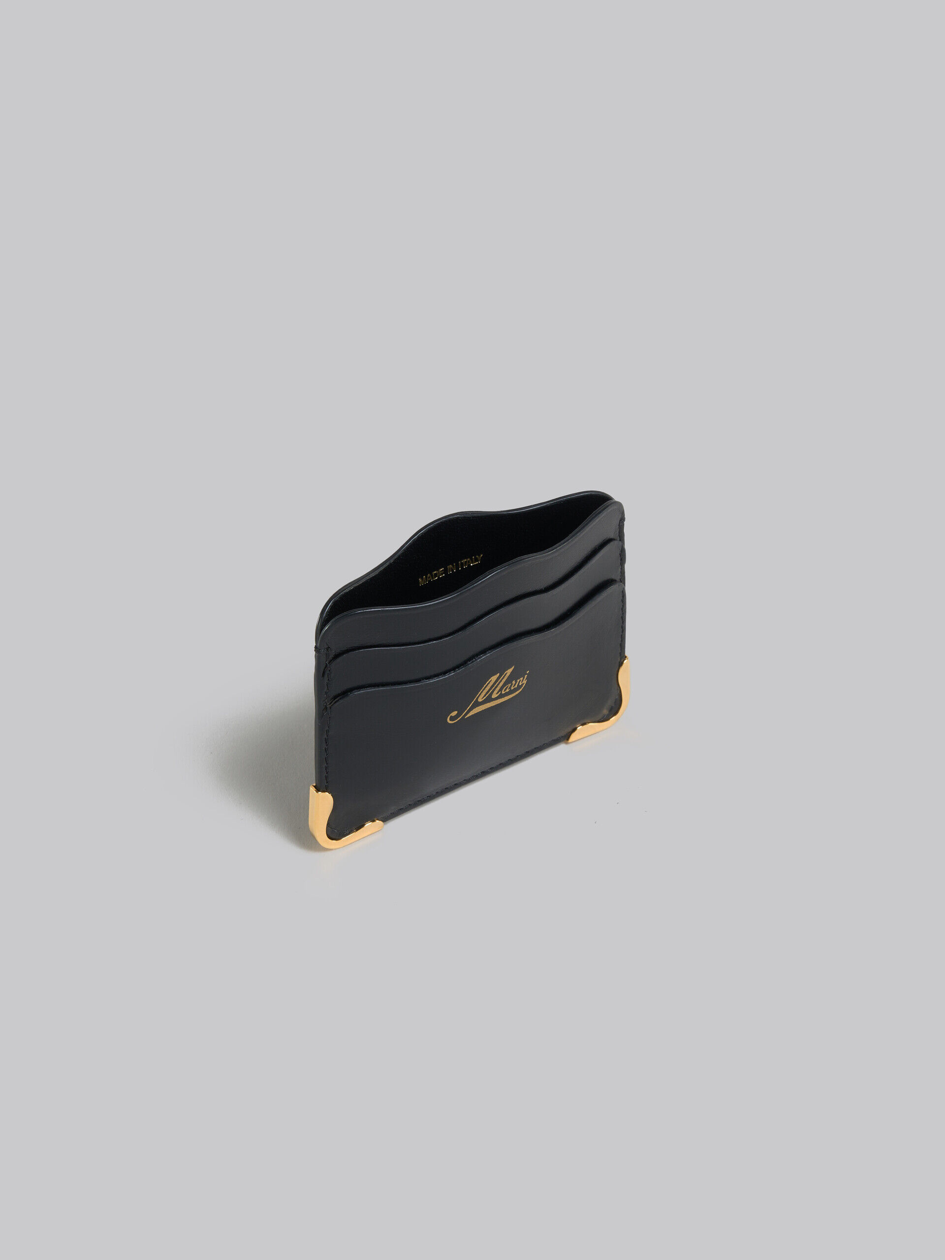 Black leather wavy cardholder | Marni