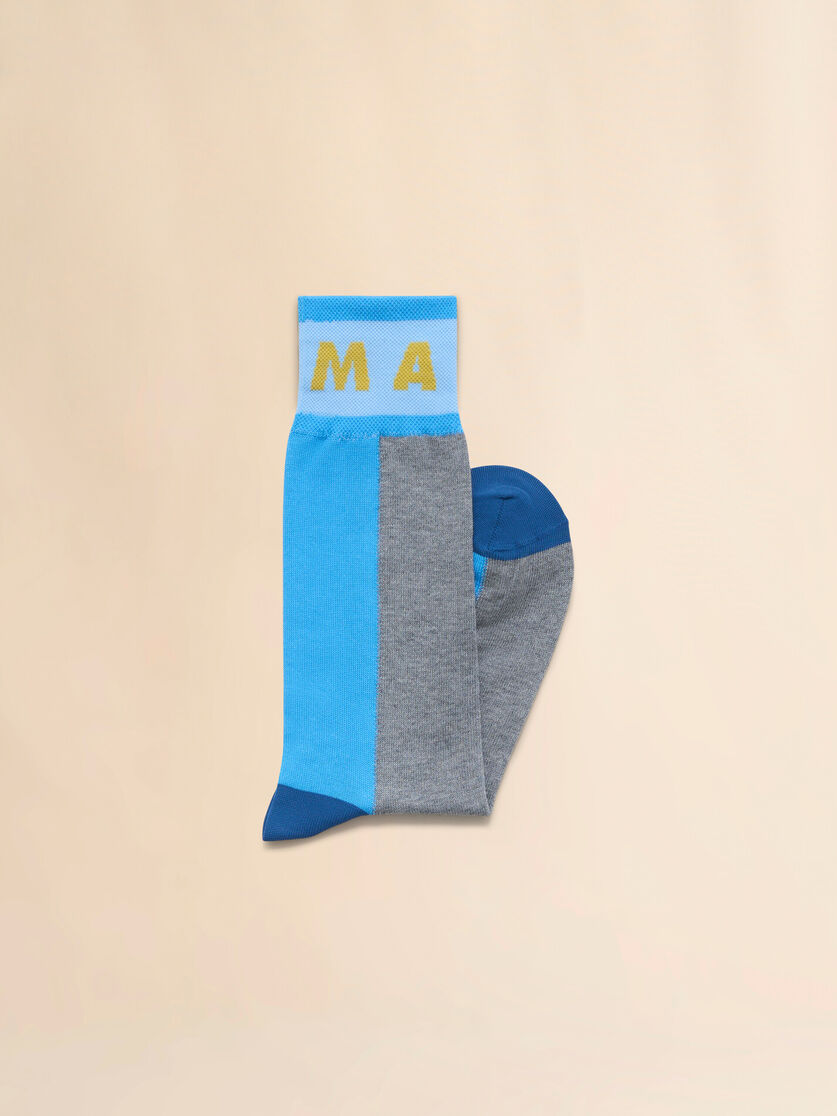 Blue colour-block cotton socks - Socks - Image 2