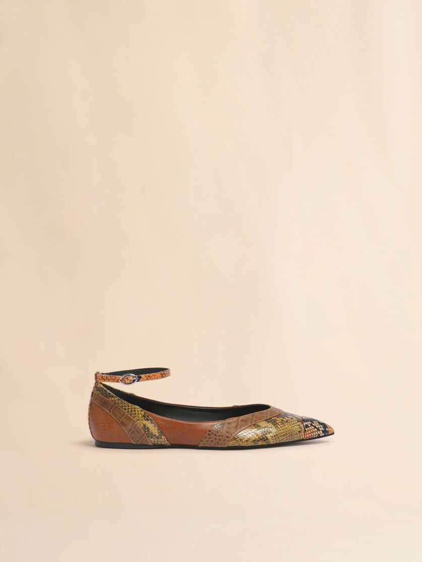 Green leather pointed-toe ballerina - Ballet Shoes - Image 1