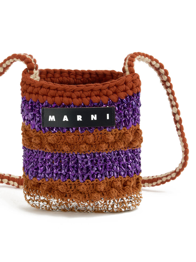Brown and purple bobble-knit MARNI MARKET MINI CROSSBODY bag - Shopping Bags - Image 4
