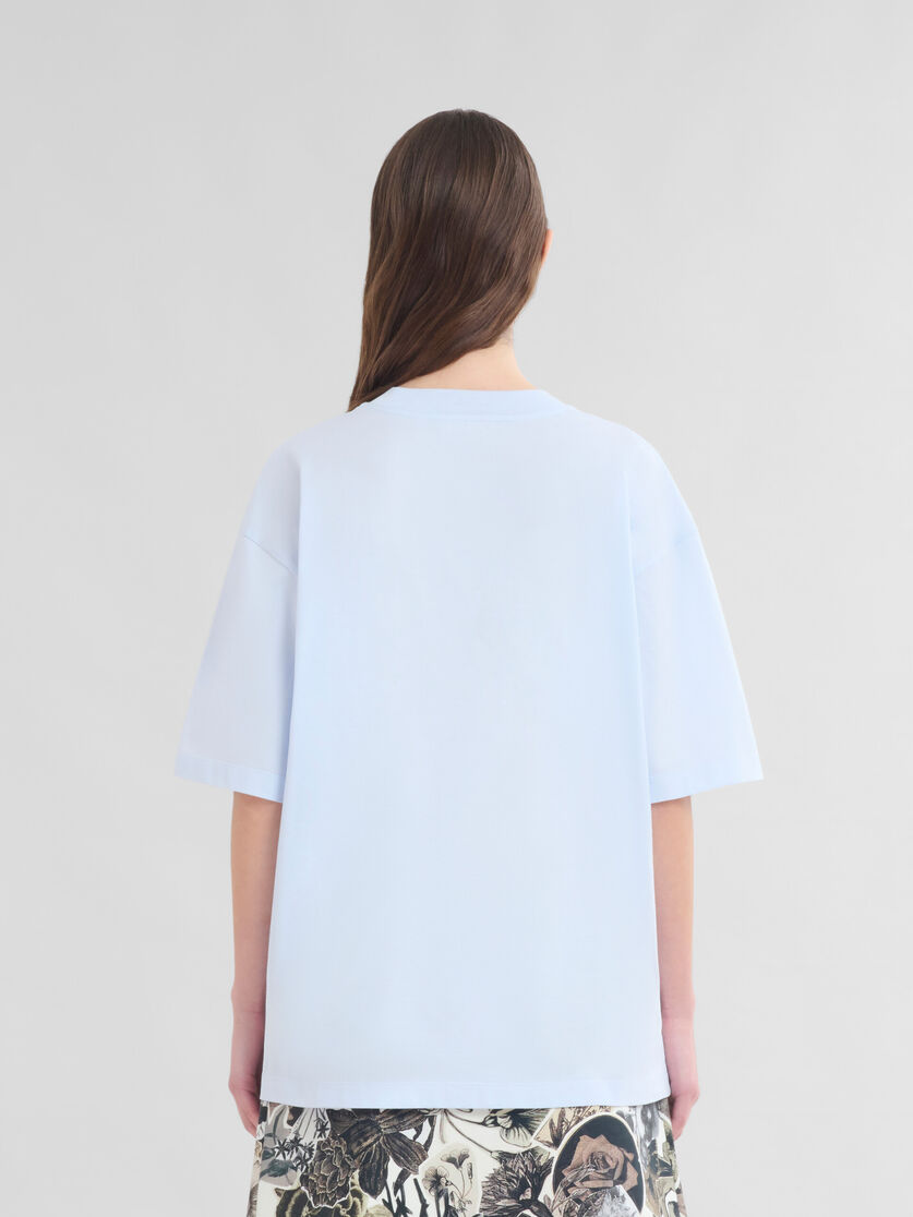 Blaues T-Shirt aus Baumwolle mit Maxi-Blumen-Print - T-shirts - Image 3