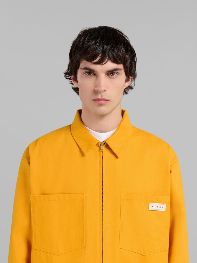 Orange gabardine zip-up overshirt - Shirts - Image 4