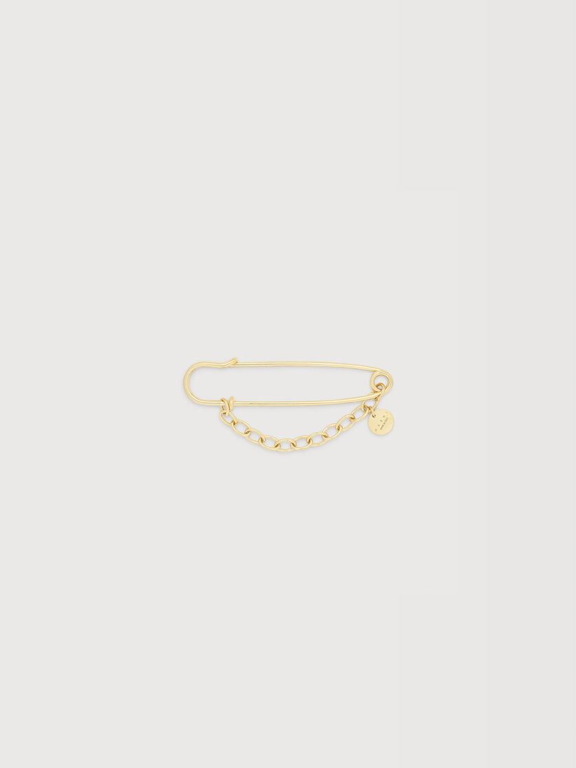 Gold-tone safety pin brooch, Image 1