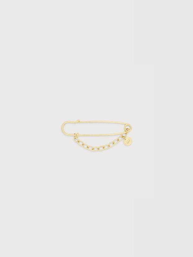 Gold-tone safety pin brooch - Broach