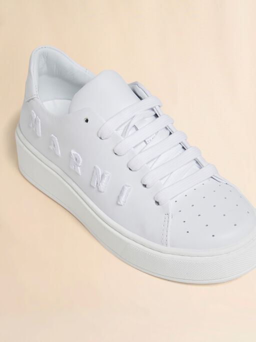 White leather sneaker with tonal Marni embroidery - Sneakers