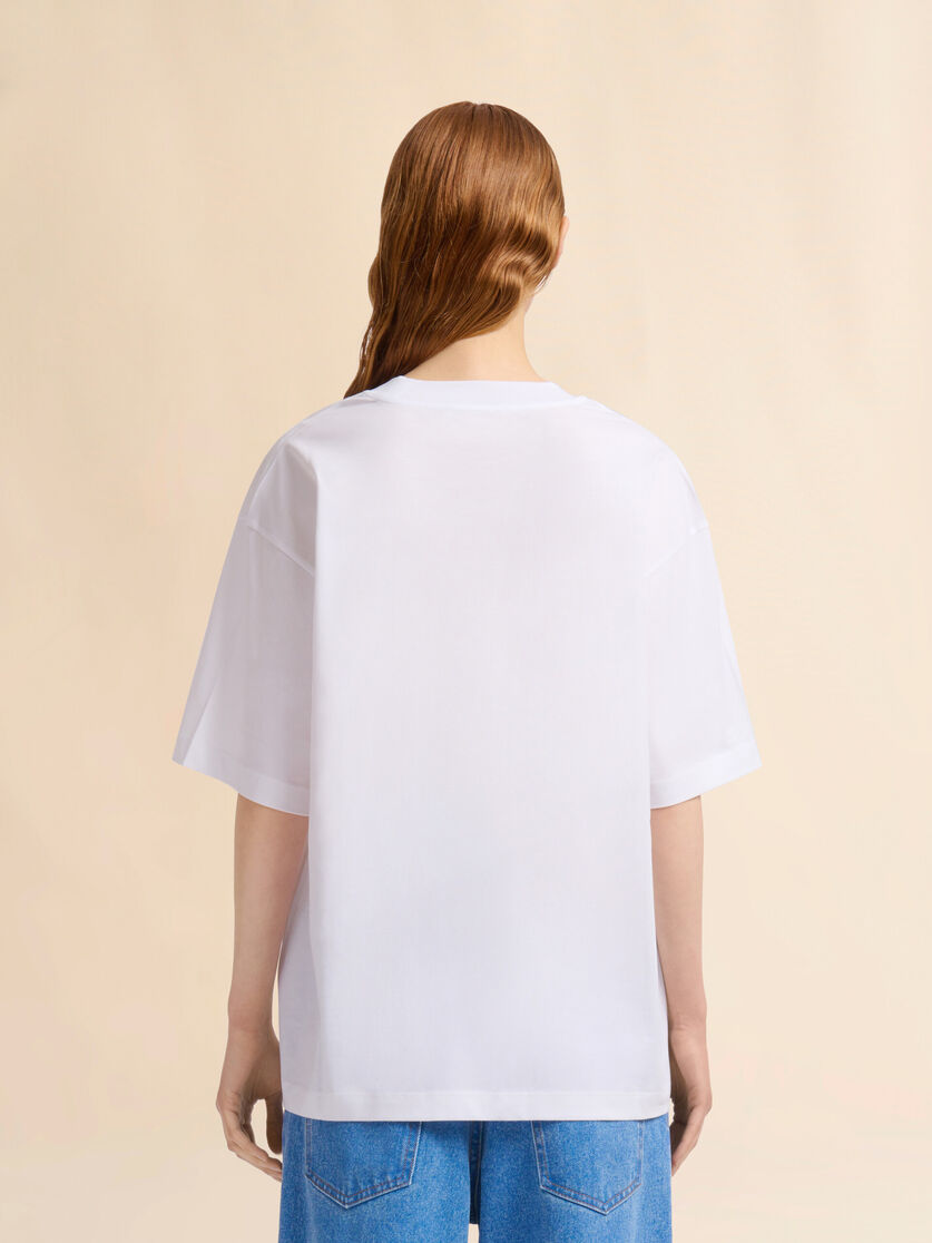 Light blue jersey cotton T-shirt with Marni Scribbled logo - T-shirts - Image 3