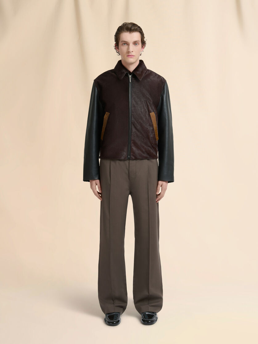 Black leather and pony hair jacket - Jackets - Image 2
