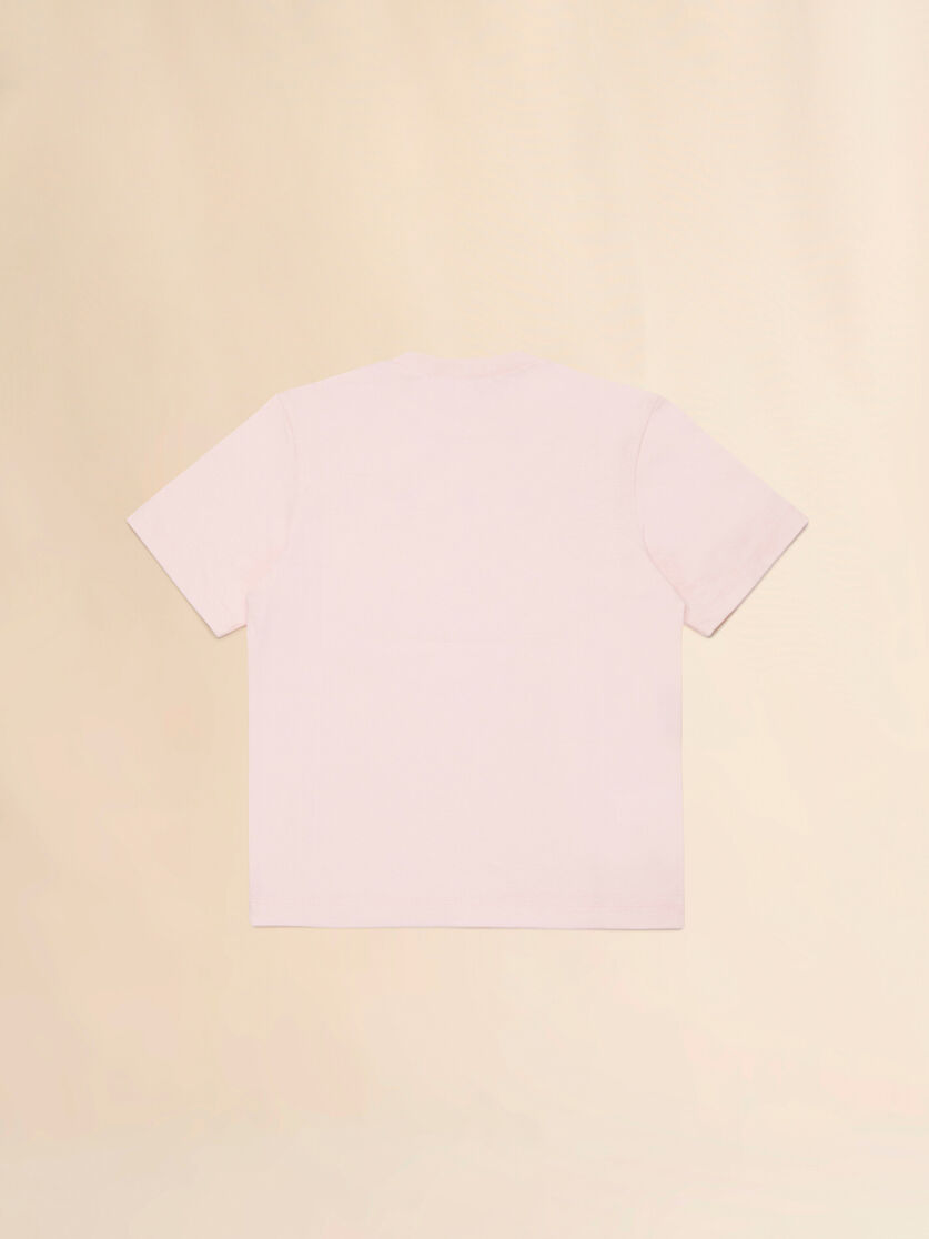 Pink cotton T-shirt with Marni logo print, Image 2