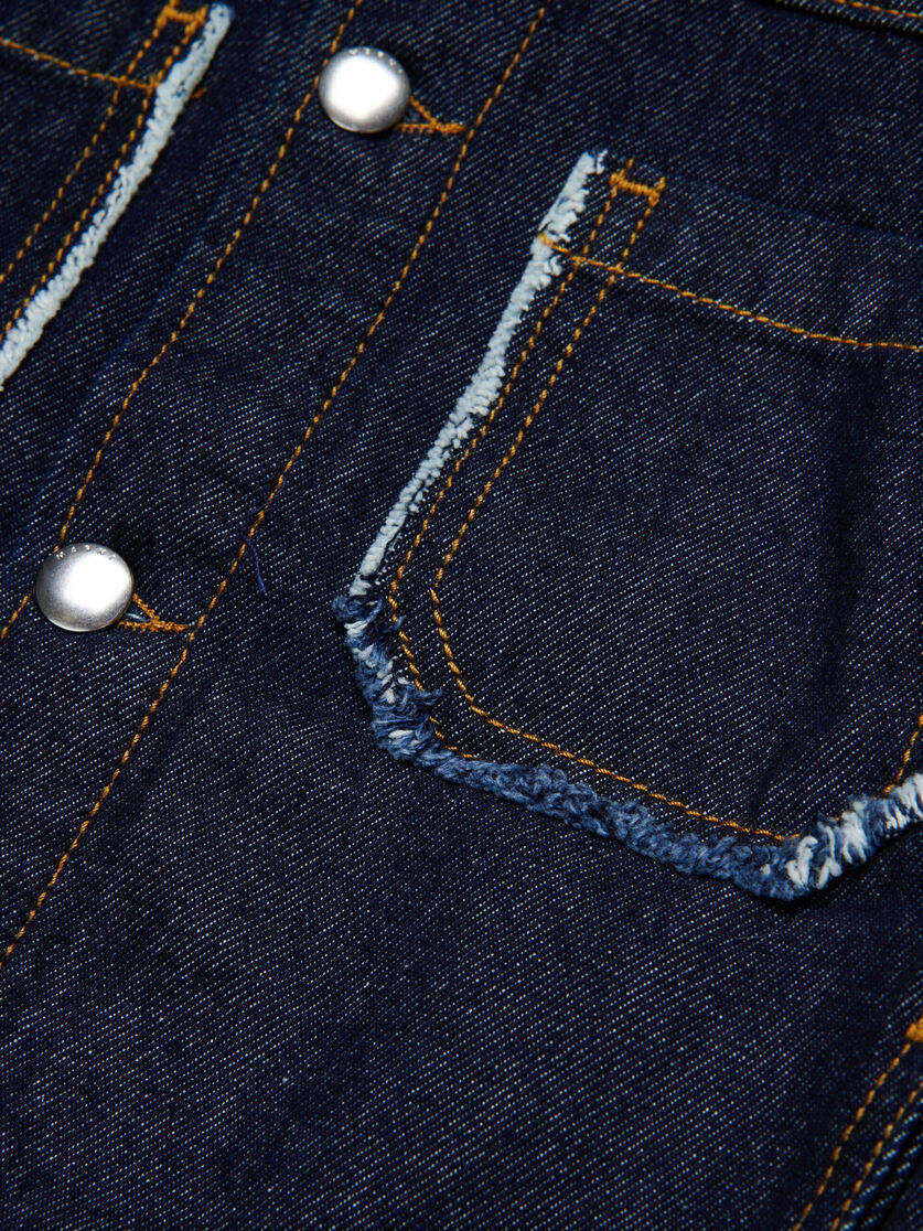 Dark denim jacket with frayed details - Jackets - Image 4