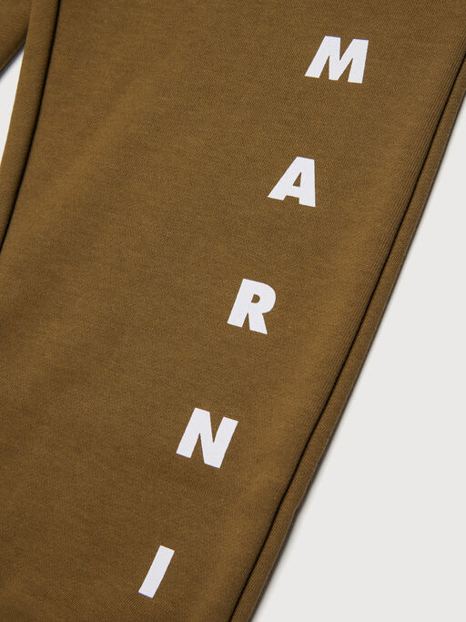 Brown cotton joggers with bold Marni logo - Pants