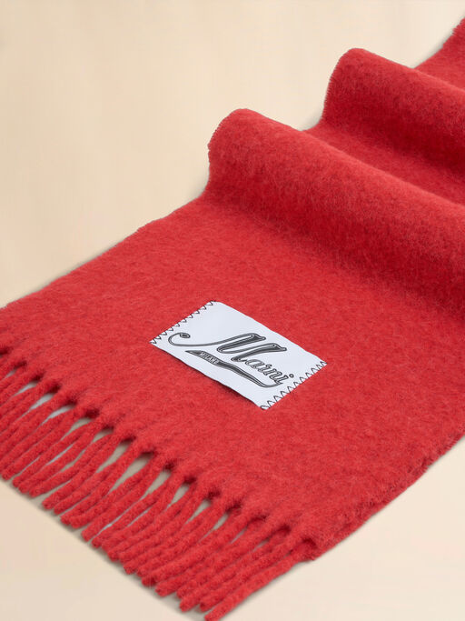 Red brushed alpaca scarf with fringes - Scarves