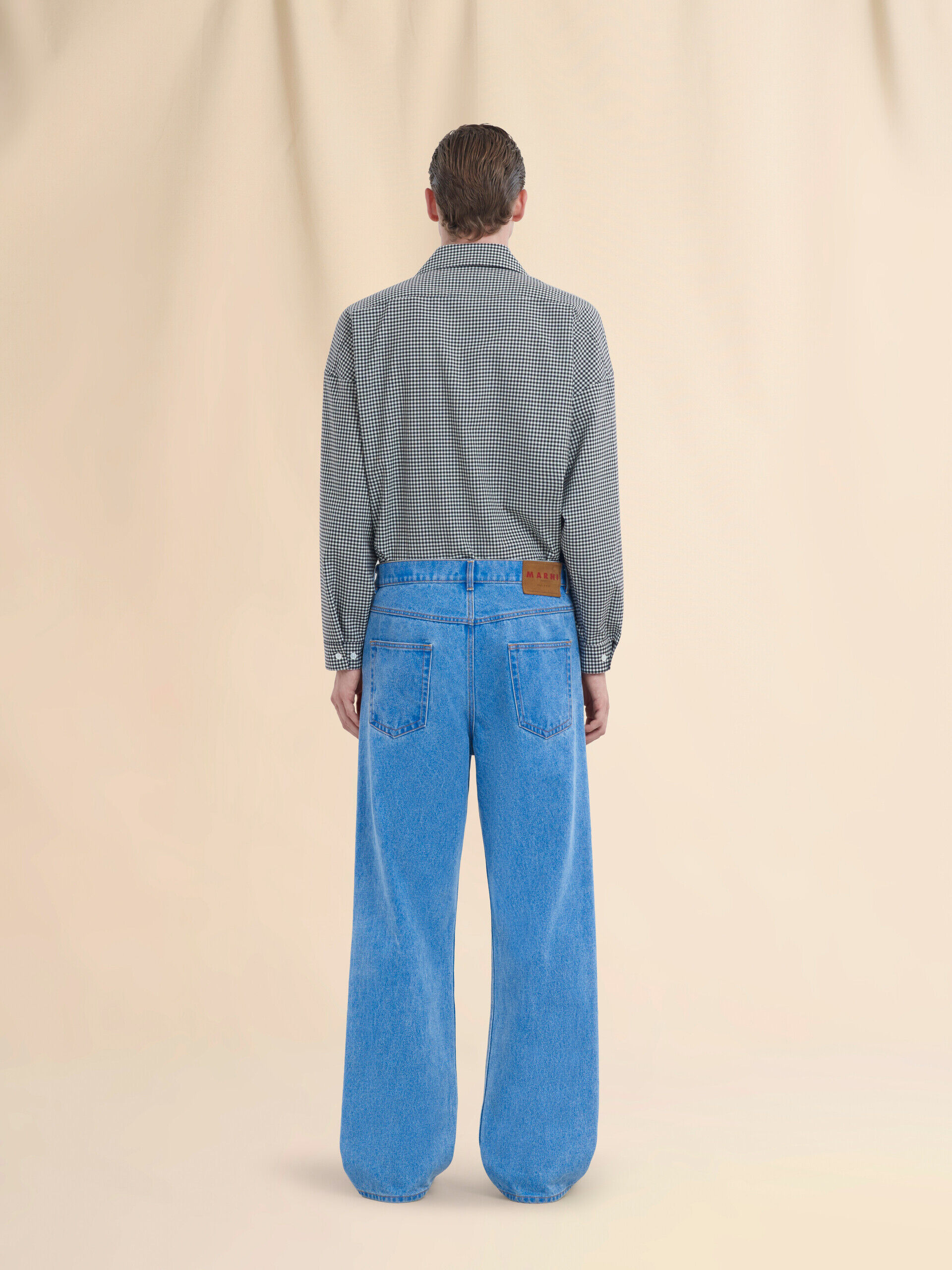 Blue organic denim wide-leg jeans | Marni