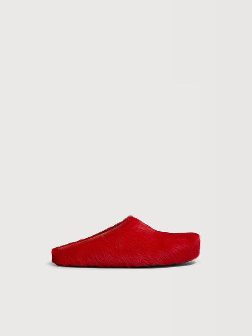 Fussbett Sabot in vitello a pelo lungo rosso - Sandali