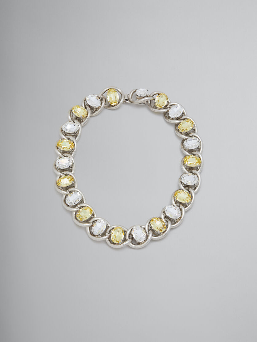 Clear and yellow rhinestone chunky chain necklace - Necklaces - Image 1