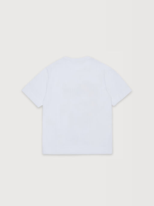 White cotton T-shirt with maxi skater print - T-shirts