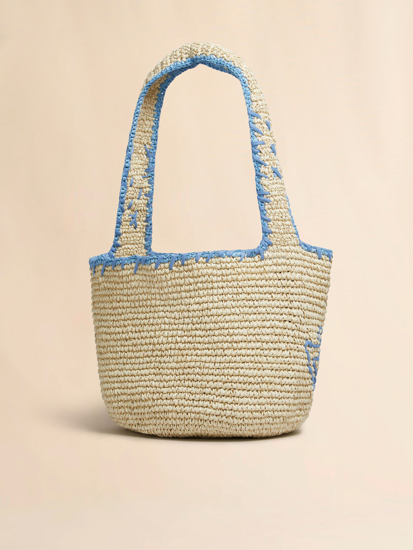 Natural raffia and blue Nassa medium hobo bag - Shoulder Bags - Image 3