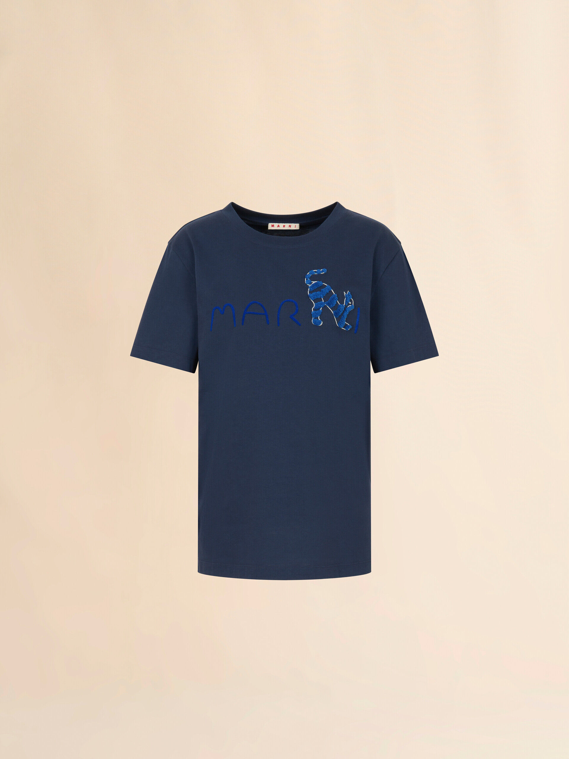 Animal Alphabetロゴ ディープブルー コットンTシャツ | Marni