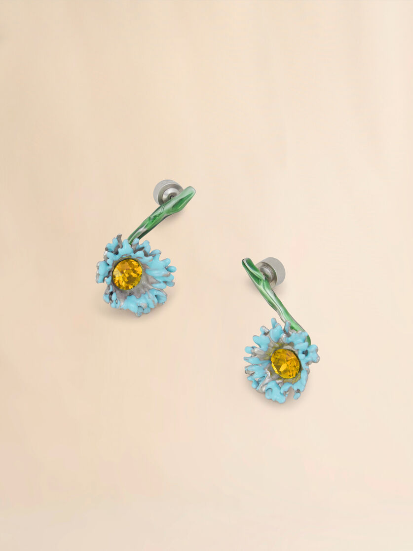 Enameled metal and stones Flower Pop drop earrings - Earrings - Image 3